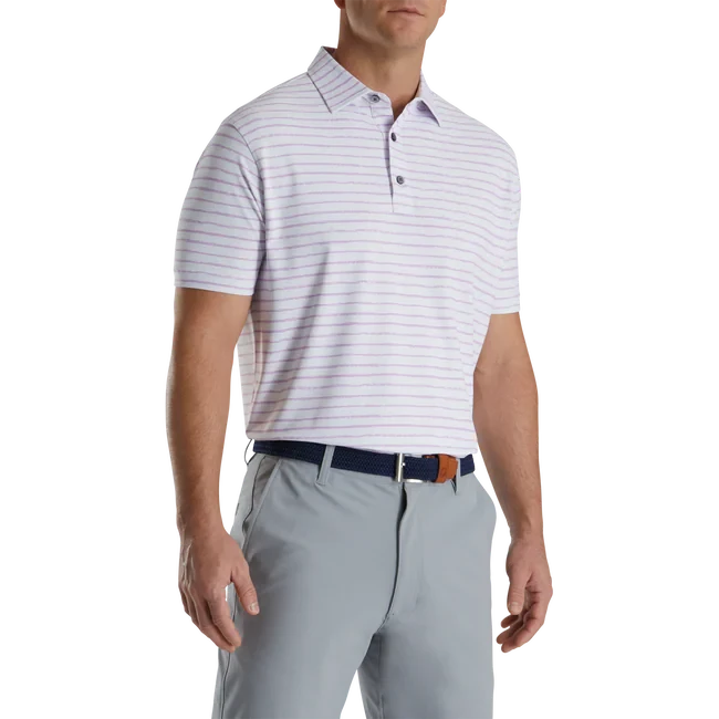 FOOTJOY CHALK LINE PRINT POLO WHITE/LAVENDER - Image 2