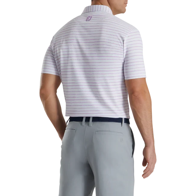 FOOTJOY CHALK LINE PRINT POLO WHITE/LAVENDER - Image 3