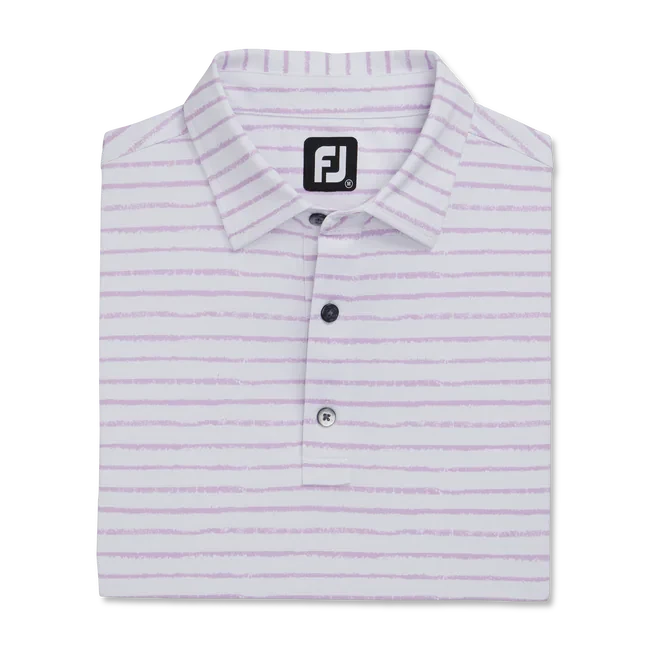 FOOTJOY CHALK LINE PRINT POLO WHITE/LAVENDER