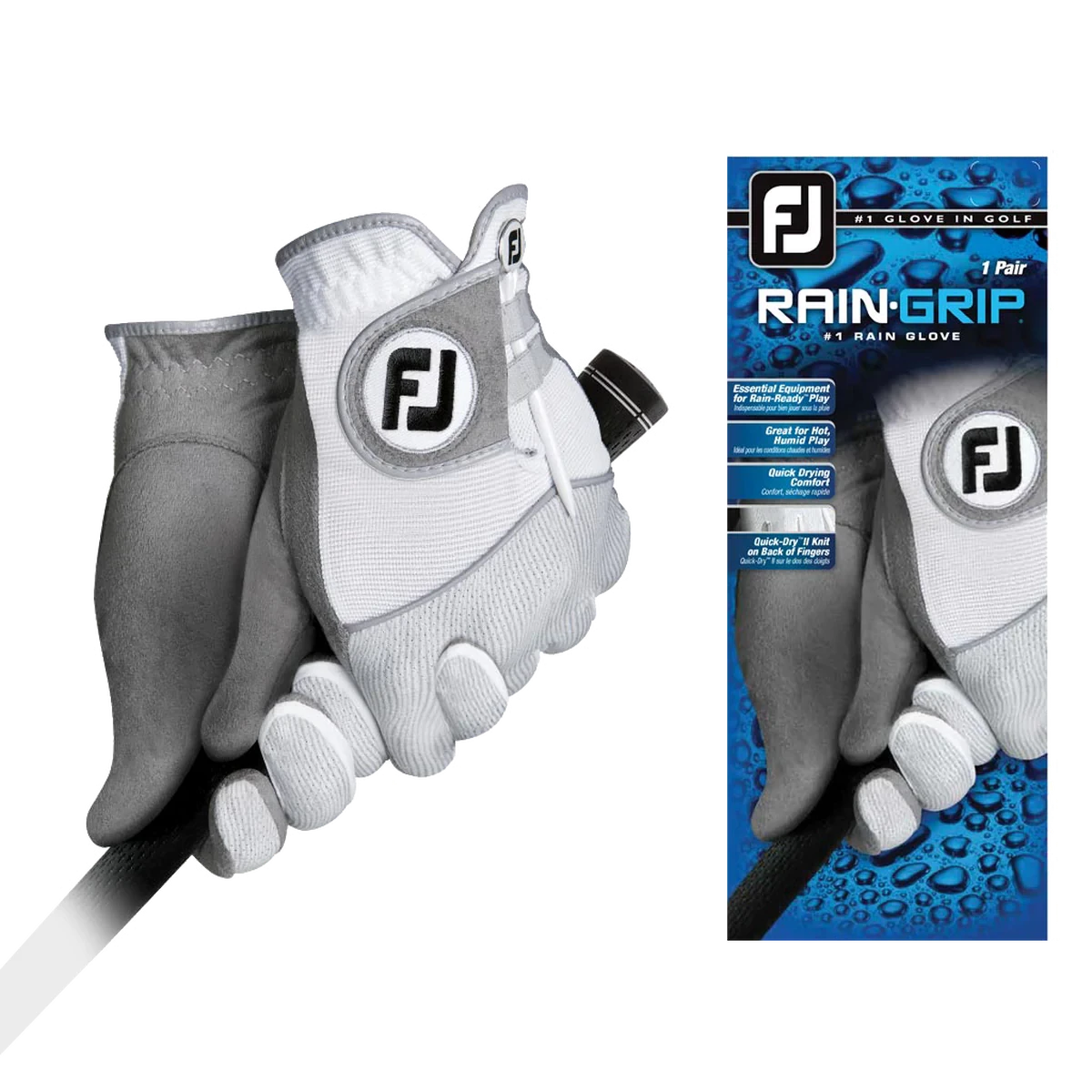 FootJoy RAIN GRIP GLOVES WHITE (PAIR)